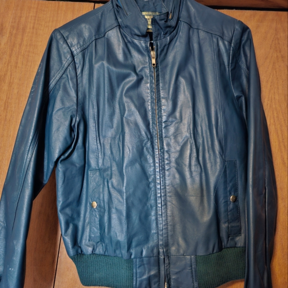 Leather bomber jacket
